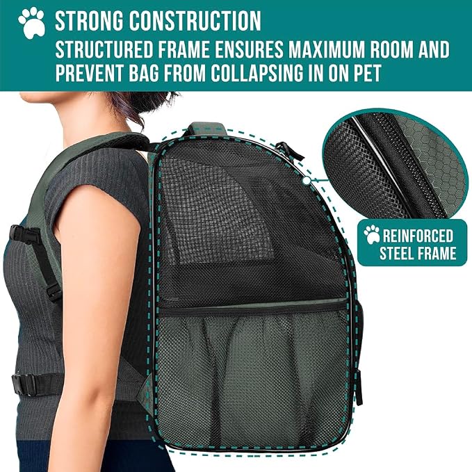 PetAmi Dog Backpack Carrier for Small Large Cat, Ventilated Pet Hiking Backpack - Image 6