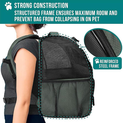 PetAmi Dog Backpack Carrier for Small Large Cat, Ventilated Pet Hiking Backpack - Image 6
