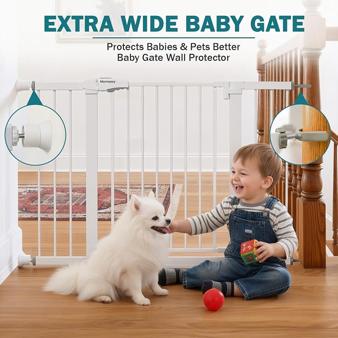 Mumeasy 29.7–48" Baby Gate for Stairs, Dog Gate for Doorways, Auto Close Child - Image 3