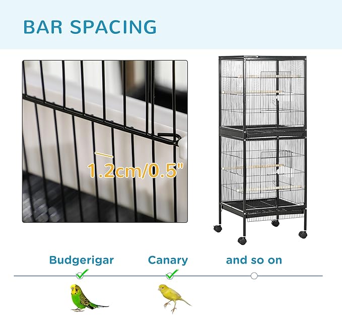 PawHut Large Bird Cage with 1.7 ft. Width - Image 6