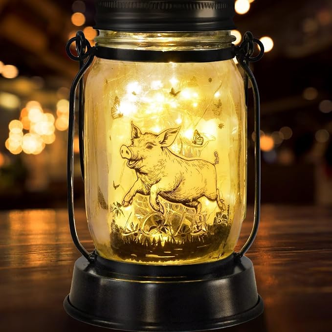 kyoryuger Pig Gifts for Women/Men/Kids Pig Lovers Animal Solar Lantern - Image 9