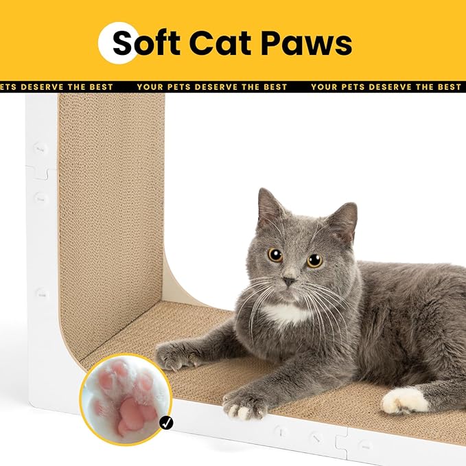 Cardboard Cat Scratcher, 26 Inch L Shape Scratch Pad Wall Mounted, Vertical - Image 4
