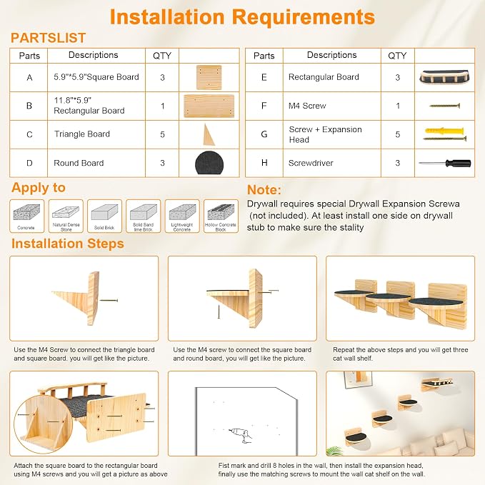 XiaZ Cat Wall Shelves, Cat Wide Climber Shelf - Image 7