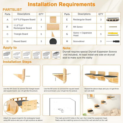 XiaZ Cat Wall Shelves, Cat Wide Climber Shelf - Image 7