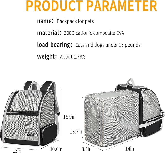 Cat Backpack，Expandable Cat Carrier Backpack, Dog Backpack Carrier and Pet - Image 4