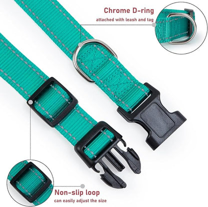 Reflective Dog Collar with Buckle Adjustable Safety Nylon Collars - Image 3