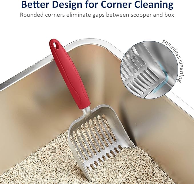 WePet Cat Litter Scoop, Aluminum Alloy Sifter, Kitty Metal Scooper, Deep Shovel - Image 5