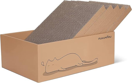 FUKUMARU 5 PCS Cat Scratching Boards, 11.4 Inch Width Ex-Large Cat Scratcher Box by FUKUMARU