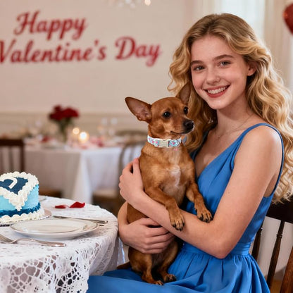 DOGWONG Blue Heart Dog Collar, Cute Valentine Collar, Valentine's Day Dog Collar - Image 4