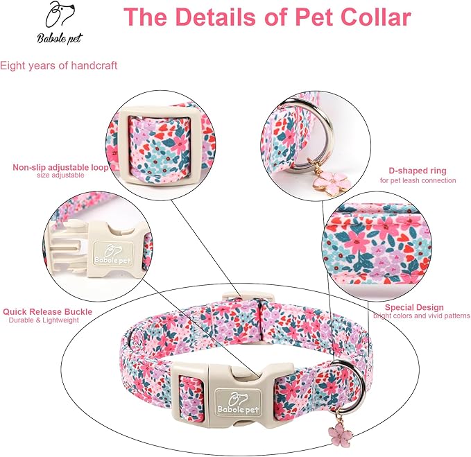 Floral Dog Collar, Cute Girl Dog Collars - Image 3