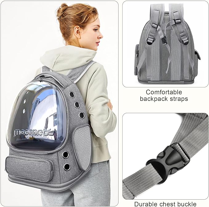Cat Backpack Carrier, Breathable Cat Bubble Backpack Large Space Cat Carrier - Image 4