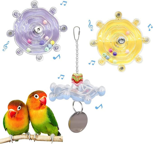 Bird Toys for Parakeets, Colorful Parakeet Toys Wheel, Interactive Spinner by Jevnd