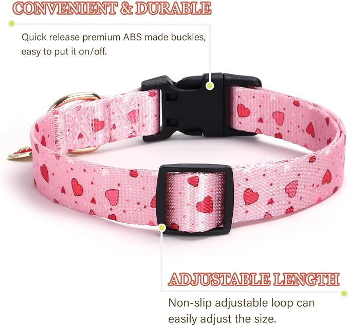 Love Pattern Dog Collar with Buckle Adjustable Safety Nylon Collars - Image 2
