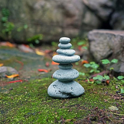 OwMell Balanced Stones Cairn Statue Garden Decor, Stacked Zen Rock Stone - Image 2