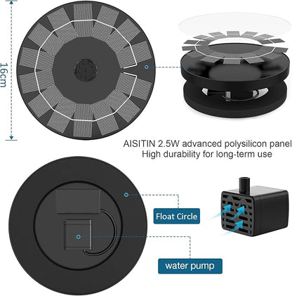 AISITIN 2.5W Solar Bird Bath Fountain, Solar Fountain - Image 6