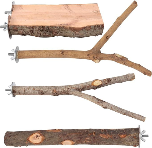 BILLIOTEAM 4-Pack Natural Wood Bird Perch Stand by Unknown