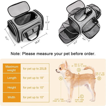 Estarer Soft Sided Pet Carrier Airline Approved, 4 Sides Expandable Collapsible - Image 4