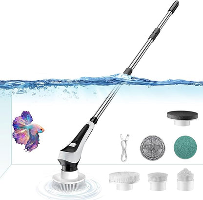 Electric Fish Tank Cleaner, Aquarium Spin Cleaning Brush, IPX8 Waterproof by TOURACE