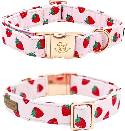 Elegant little tail Dog Collar, Strawberries Print Pet Collar Summer Dog Collar - Image 4