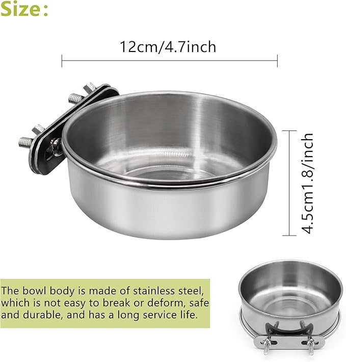 2 Pcs Medium Bird Feeding Dish Cups, Parrot Food Bowl Cage - Image 2