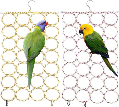 BNOSDM 2 Packs Bird Hemp Rope Net Swing Climbing Rope Net by BNOSDM
