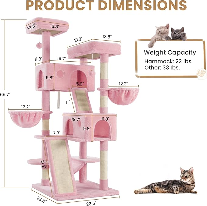 SHA CERLIN 65in Larger Cat Tree Tower Condo - Image 8