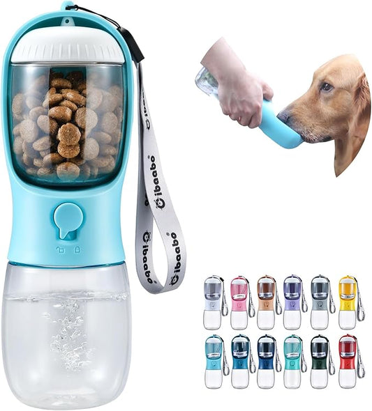 Dog Water Bottle with Food Container, Travel Puppy Water Bowl, Portable Pet by Cibaabo