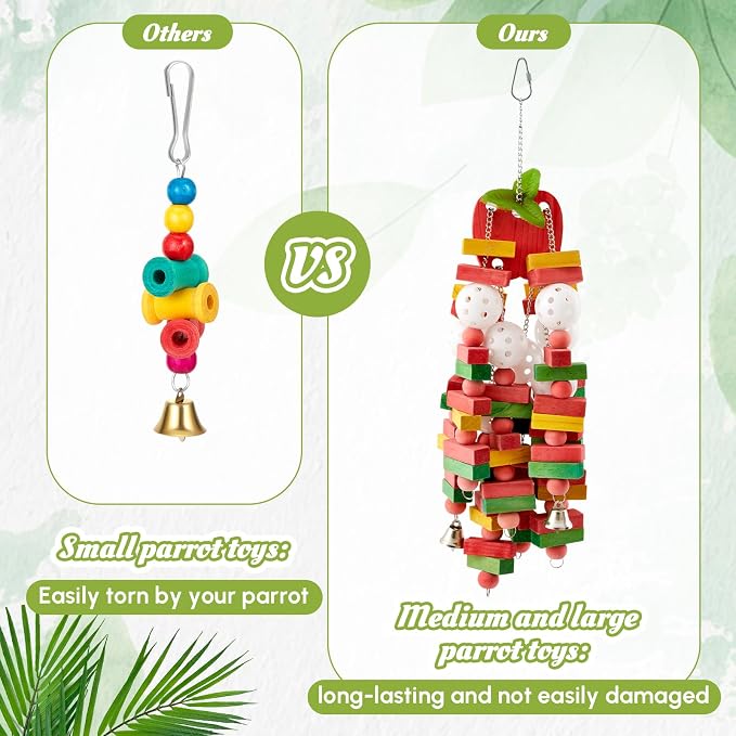 4 Pcs Extra Large Bird Parrot Toy Multicolored Natural Wooden Parrot Cage - Image 7