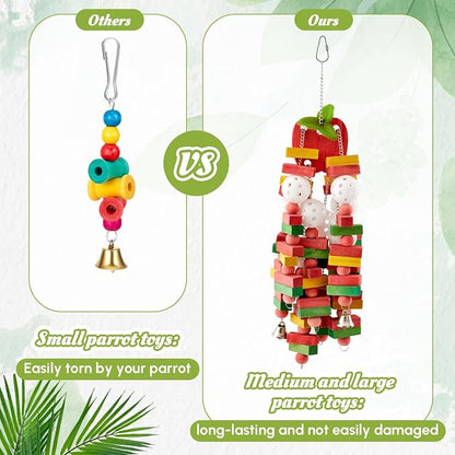 4 Pcs Extra Large Bird Parrot Toy Multicolored Natural Wooden Parrot Cage - Image 7