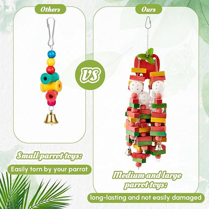 3 Pcs Extra Large Bird Parrot Toy Multicolored Natural Wooden Parrot Cage - Image 5