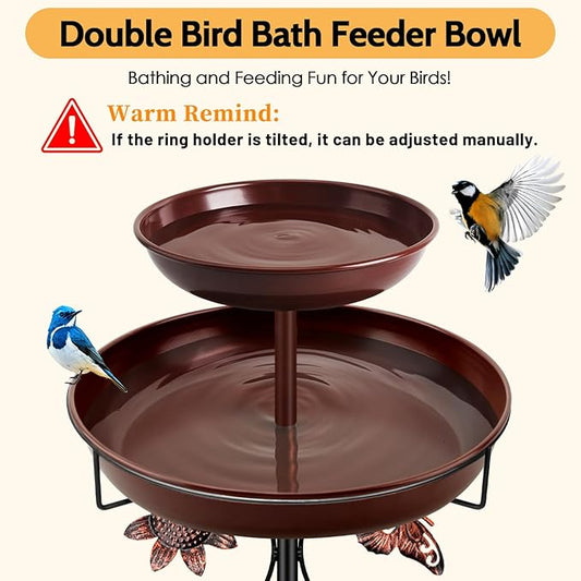 Daoeny Bird Bath for Outside, 42In Vintage Freestanding Birdbaths for Outdoors - Image 2