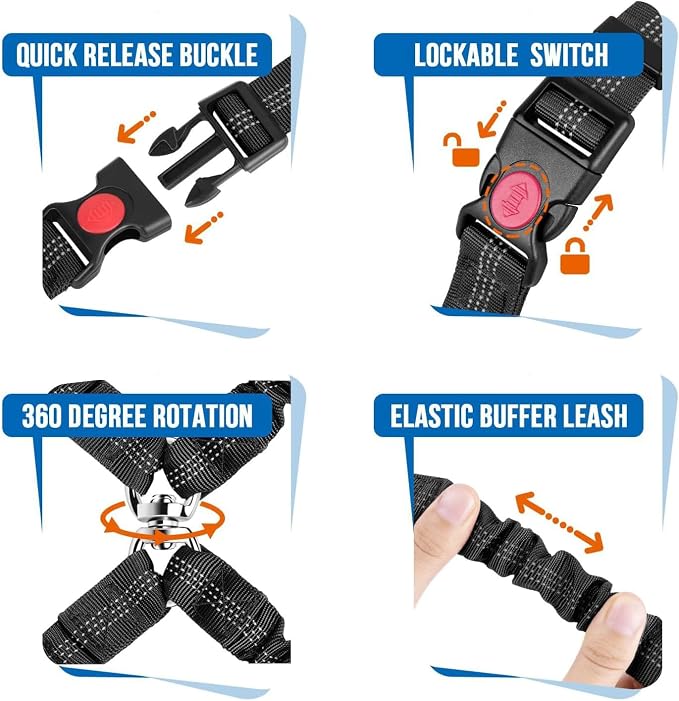 Dog Seat Belt for Car, Dual Pet Vehicle Headrest Restraint Safety Seatbelt - Image 4