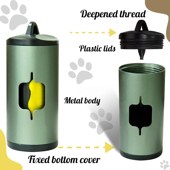 Metal Dog Poop Bag Holder w/Leash Clip|Durable Scratch-Resistant Aluminum|15 - Image 2