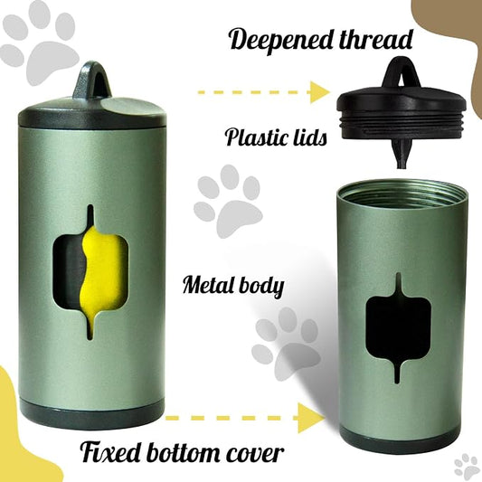 Metal Dog Poop Bag Holder w/Leash Clip|Durable Scratch-Resistant Aluminum|15 - Image 2