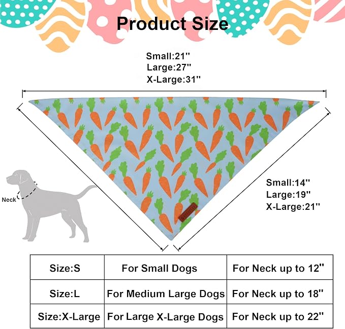 ADOGGYGO Easter Dog Bandanas 2 Pack, Reversible Bunny Carrot Print Puppy Scarf - Image 4