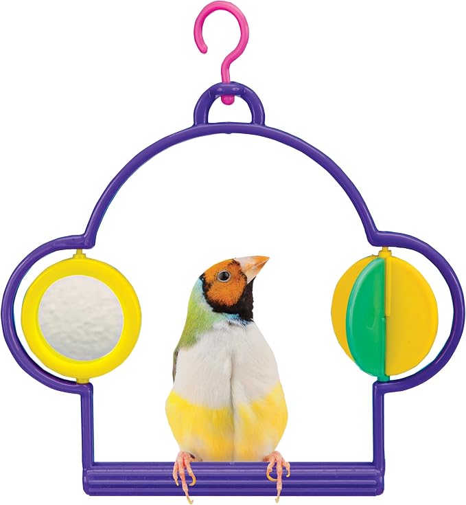 PENN-PLAX Bird Swing with Mirror and Spinner Toy – Attaches to Wire Birdcages – - Image 2
