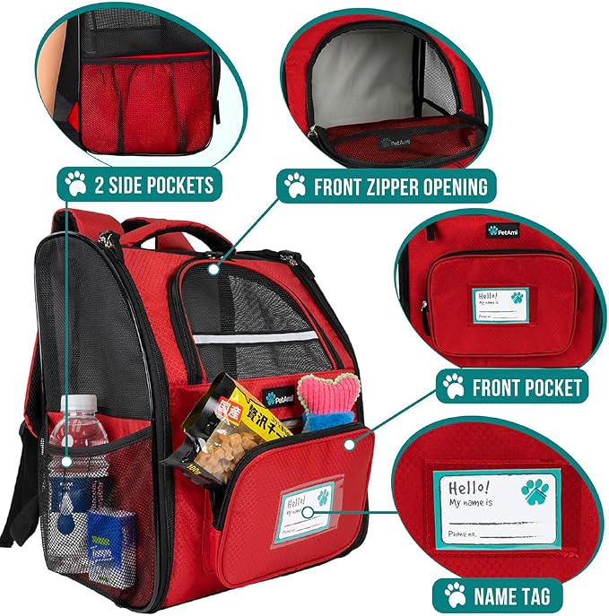 PetAmi Dog Backpack Carrier for Small Large Cat, Ventilated Pet Hiking Backpack - Image 3