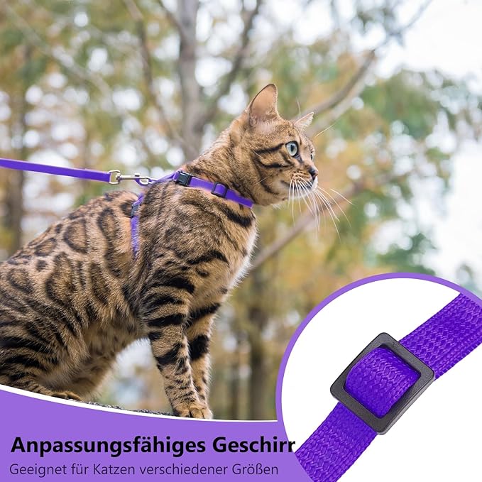 PUPTECK Adjustable Cat Harness and Leash Set Escape Proof Kitten Strap Collar - Image 5