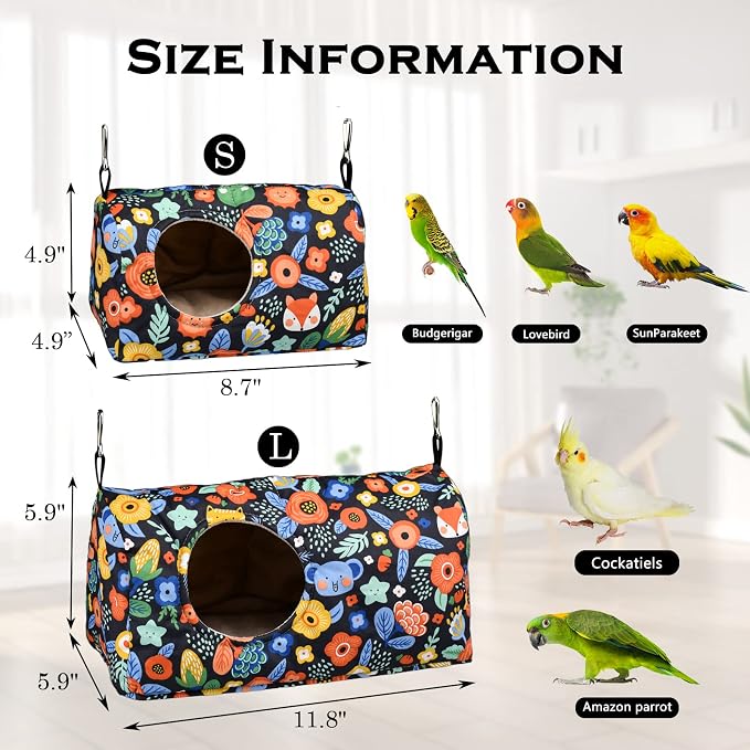Bird Warm Bed Sleeping Nest House Snuggle Hanging Hut Hammock Hideaway Cave - Image 2
