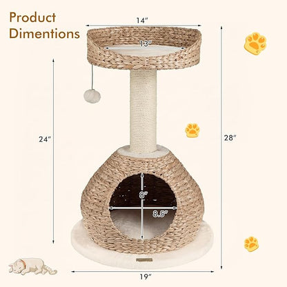 PETSITE 28-inch Modern Cat Tree, Small Cute Cat Tower Sisal Scratching Post - Image 4