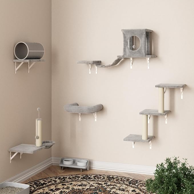 NUNU LAB Cat Wall Shelves Set, Scratching Post, Wall Shelves - Image 7