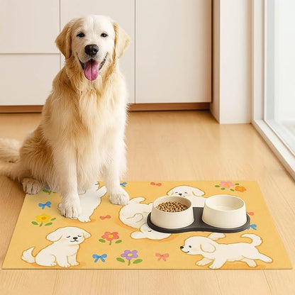 Bichon Frise Pet Food Mat Cute Spill-Proof Dog Water Bowl Mat Funning Mats - Image 3