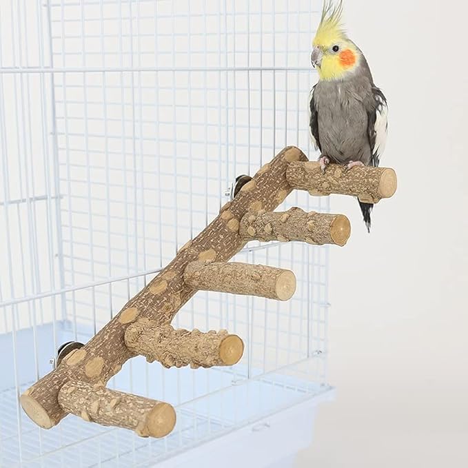 Natural Wood Bird perches Bird Ladder Perch Parrot Ladder Hamster Climbing Toys by AWXZOM