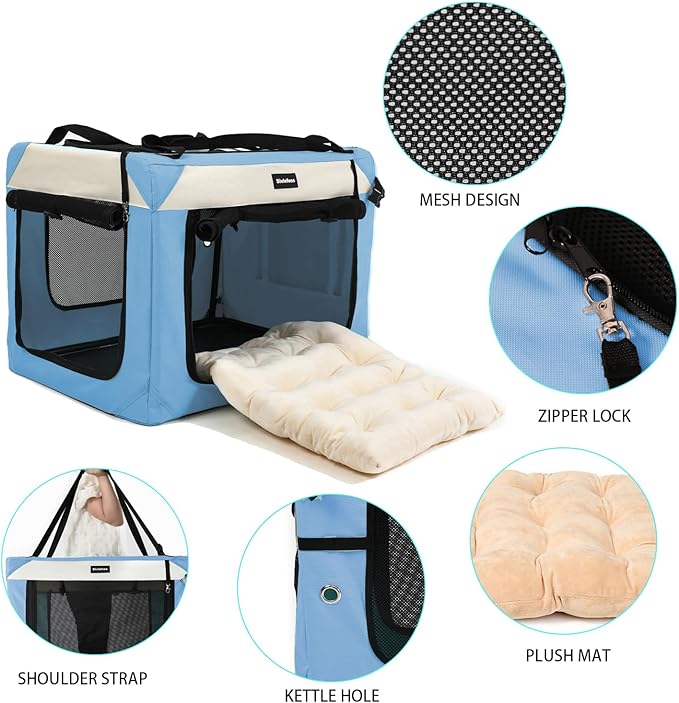 Large Cat Carrier Collapsible Travel Dog Crate Portable Soft-Sided Pet Kennel - Image 4