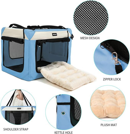 Large Cat Carrier Collapsible Travel Dog Crate Portable Soft-Sided Pet Kennel - Image 5