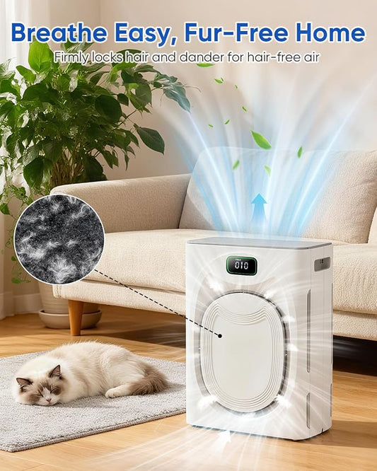 Pet Air Purifiers for Home Large Room Up to 2500 Ft², Double-Sided HEPA Air - Image 2