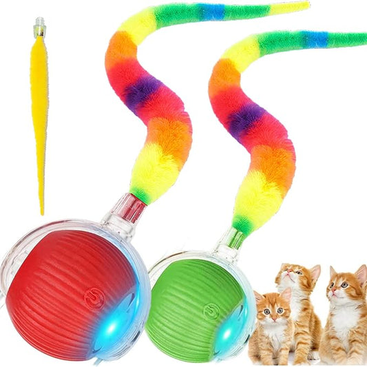 2 PCS Interactive Cat Toy Rolling Ball Chewie Viral Dog Ball by JinRui-T