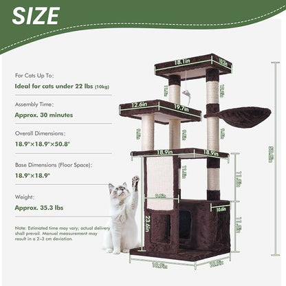Cat Tree, 50.31-Inch Cat Tower for Indoor Cats, Cat House - Image 2