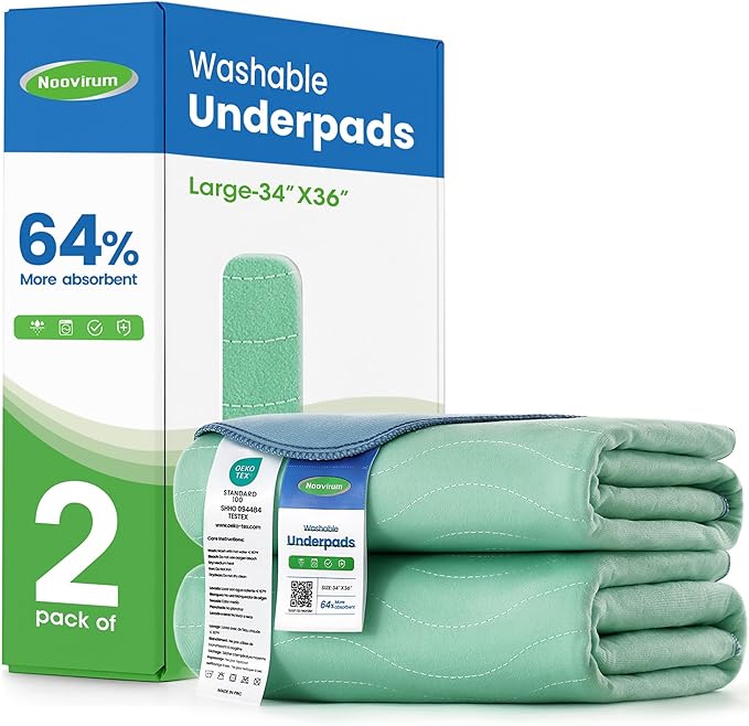 Noovirum® Washable Underpads 34"x36" -Reusable Incontinence Pads by noovirum
