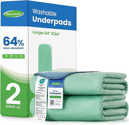 Noovirum® Washable Underpads 34"x36" -Reusable Incontinence Pads by noovirum